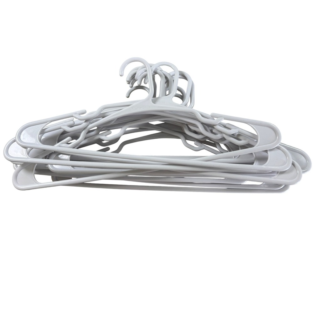 Neaterize White Plastic Set of 16 Clothes Hangers Heavy Duty Space Saving Lot 16